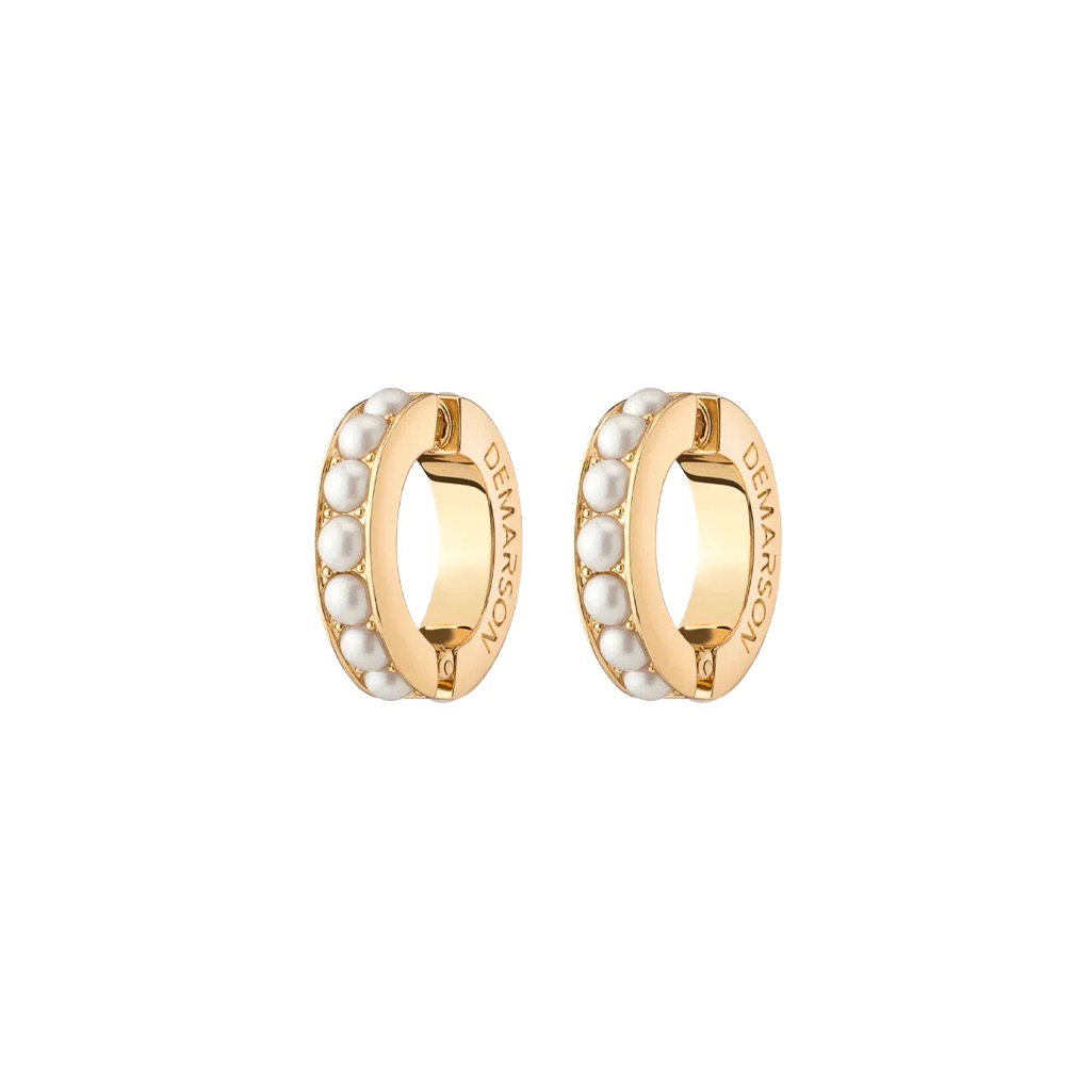 Demarson Eden Pearl-Embellished 12k Gold-Plated Ear Cuffs Earrings Clip On $225